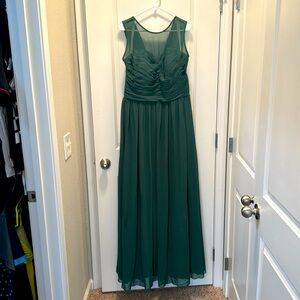 AZAZIE NINA - Size 14 - A-Line Pleated Chiffon Floor-Length Dress Dark Green
